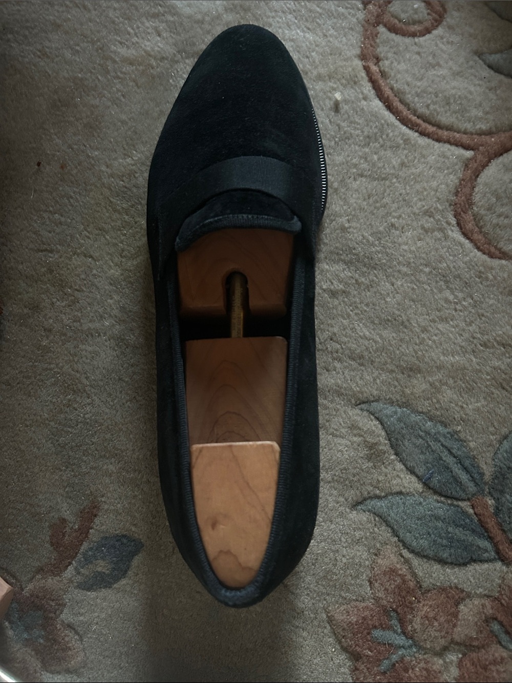 Salvatore Ferragamo Black Suede Slip-On Loafer